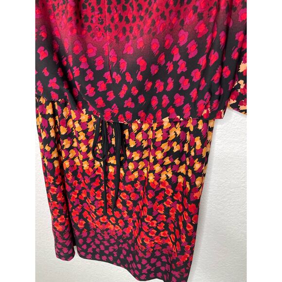 London Times Vibrant Colors Cheetah Print Dress Elastic Waist With Tie Size 8 - Picture 4 of 7